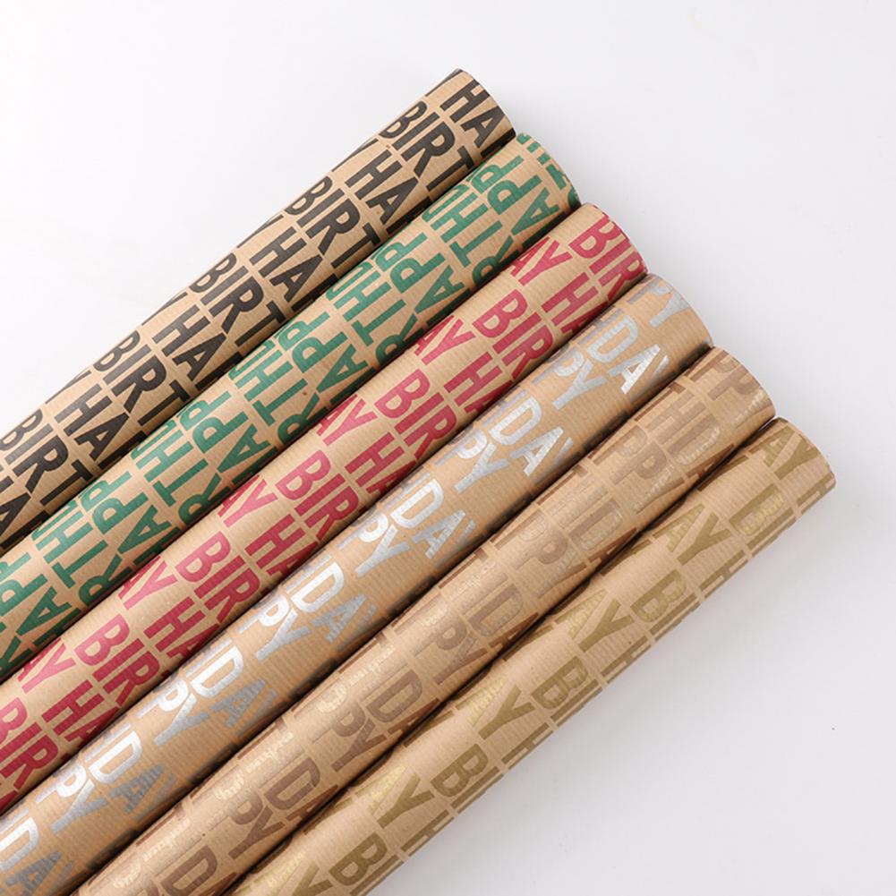 Thicken 1 Set Portable Happy Birthday Wrapping Paper Single-Sided Craft Papers Collapsible for Home