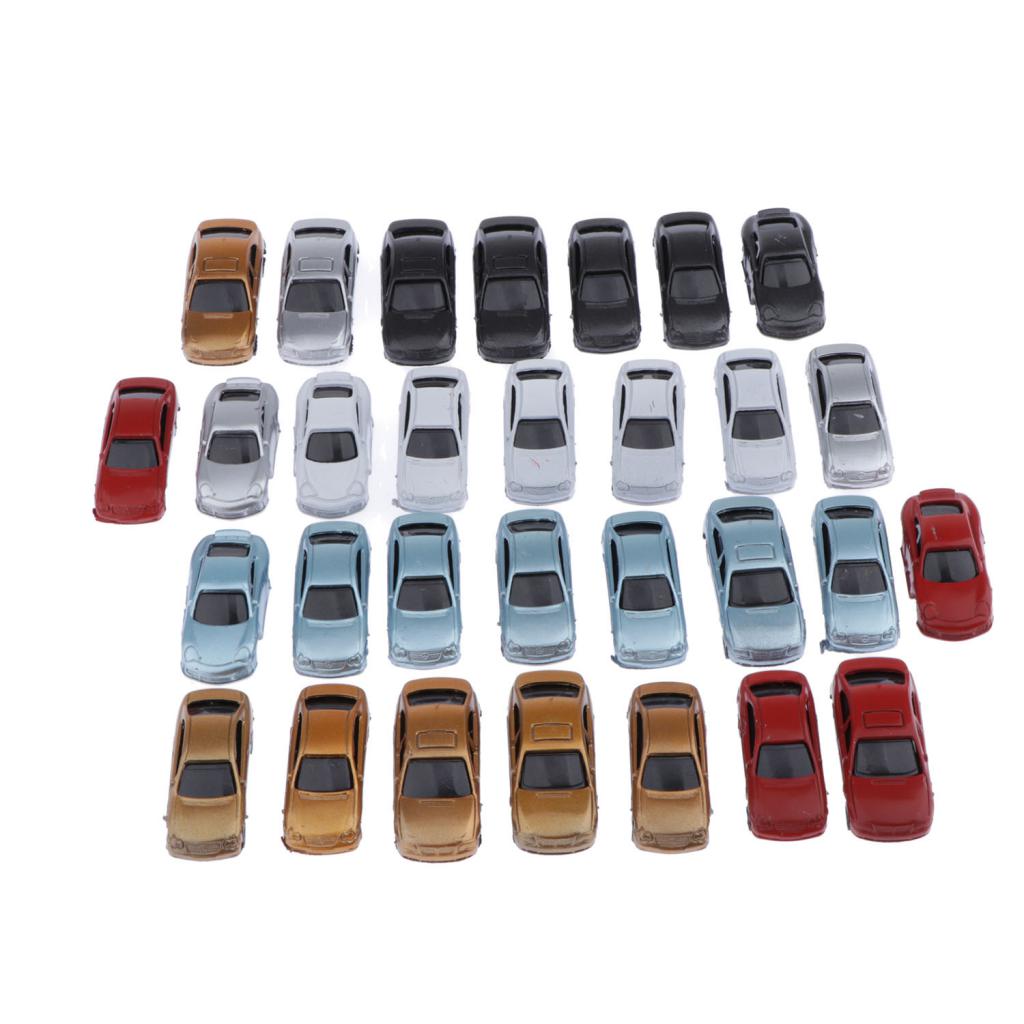 30pcs Painted Model Cars Miniature Model Car Building Train Layout Scale HO OO TT (1 to 100)