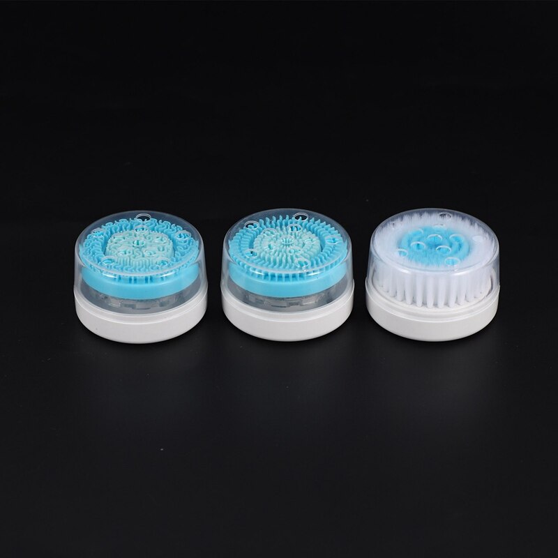 Blauwe elektrische gezichtsreinigingsborstel, gezichtsreinigingsborstels met 3 borstelkoppen, huidverzorgingstool, schoonheidsapparaat