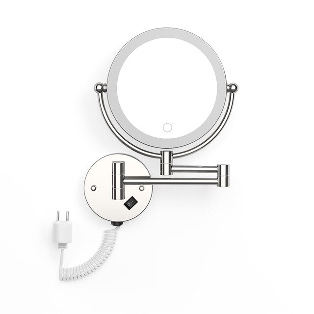 Led Make-Up Spiegel Met Plug 5X Vergrootglas Folding Muur Verlichte Spiegel Dubbelzijdig Touch Heldere Verstelbare Badkamer Spiegels: EU Plug