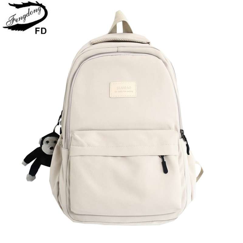 Zaino per scuola superiore Fengdong zaino per scuola in Nylon impermeabile stile semplice per studenti borsa per Laptop per studenti universitari