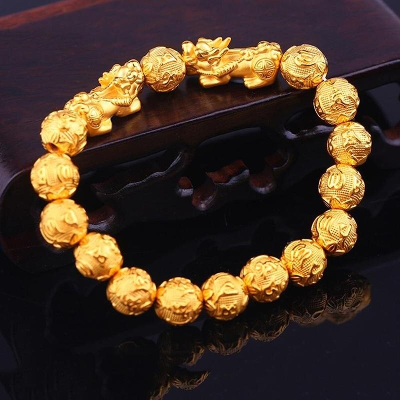 Gold Pixiu Beaded Necklace Lucky Brave Troops Braided Woman Mythical Wealth Accessories Animal For Men Energy Jewelry Bangl U7R4