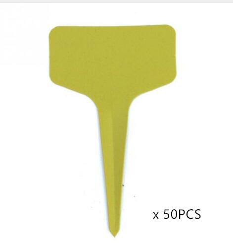 50pcs/set Garden Labels T-type Plant Labels Classification writing plate board for Nursery Pots Garden Plant Seedling Mark Tools: Yellow