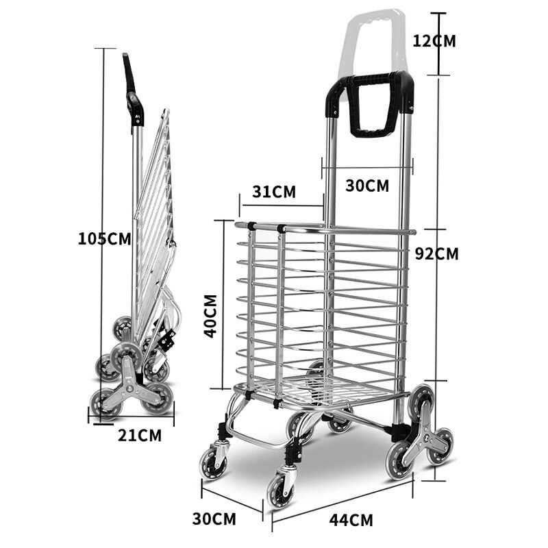 E-FOUR pliant panier Portable épicerie utilitaire léger escalier escalade chariot avec roues pivotantes roulantes sac violet