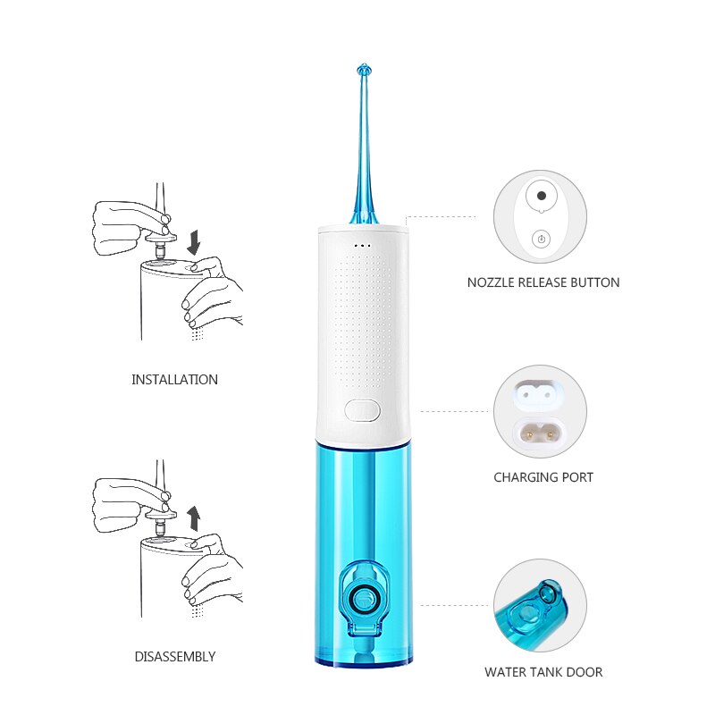 Soocas  w3 bærbar oral irrigator usb genopladelig vand tandtråd 2200 mah irrigator til rensning af tænder vandstråle tandstikker