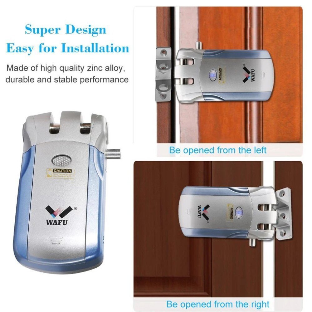 Wafu WF-018 Control remoto inalámbrico cerradura electrónica inteligente cerradura de puerta sin llave 4 controles remotos cerrojo con alarma integrada