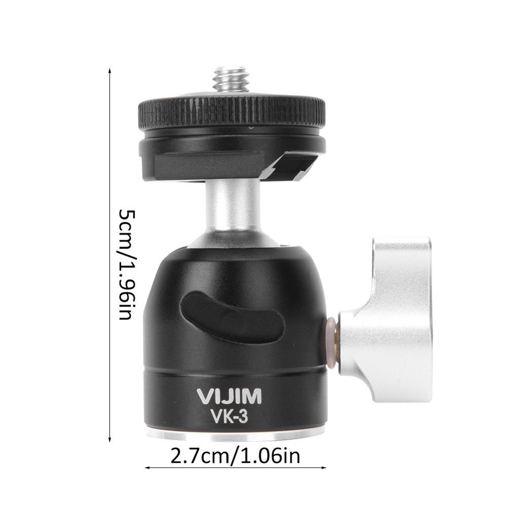 VIJIM VK-3 Camera Tripod Ball Head Mini Rotating Ballhead Universal 1/4 Screw for SLR Camera Fill Light Tripod Monopod, etc