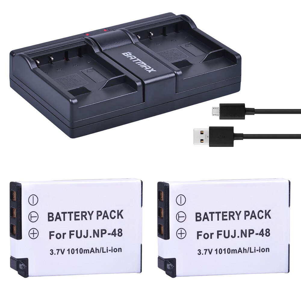 2 Stks 3.7 V 1010 mAh NP-48 NP48 NP 48 Batterij + USB Dual Charger voor Fujifilm NP-48, FNP48, BC-48 Fujifilm XQ1, XQ2 Digitale Camera