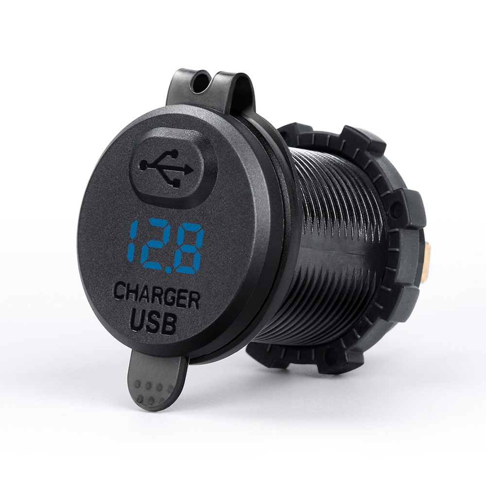 18W 12-24V Auto Boot Motorfiets Waterdichte Dual Usb-poort LED Digitale Display Charger USB Adapter met voltmeter Schakelaar