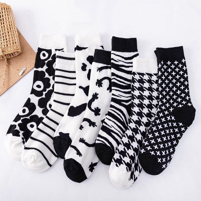 Cute striped socks funny cow print cartoon casual socks cute animals chaussettes kawaii happy deodorant socks