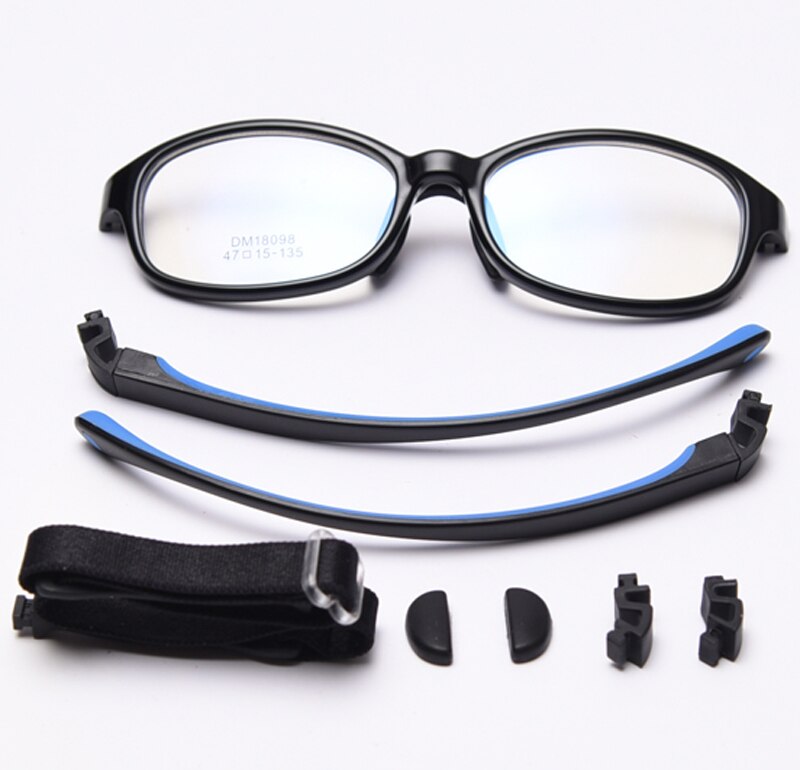 Peekaboo children square eyewear tr90 frame pink black girl optical glasses frame kids boy clear lens ultralight anti blue: black blue frame