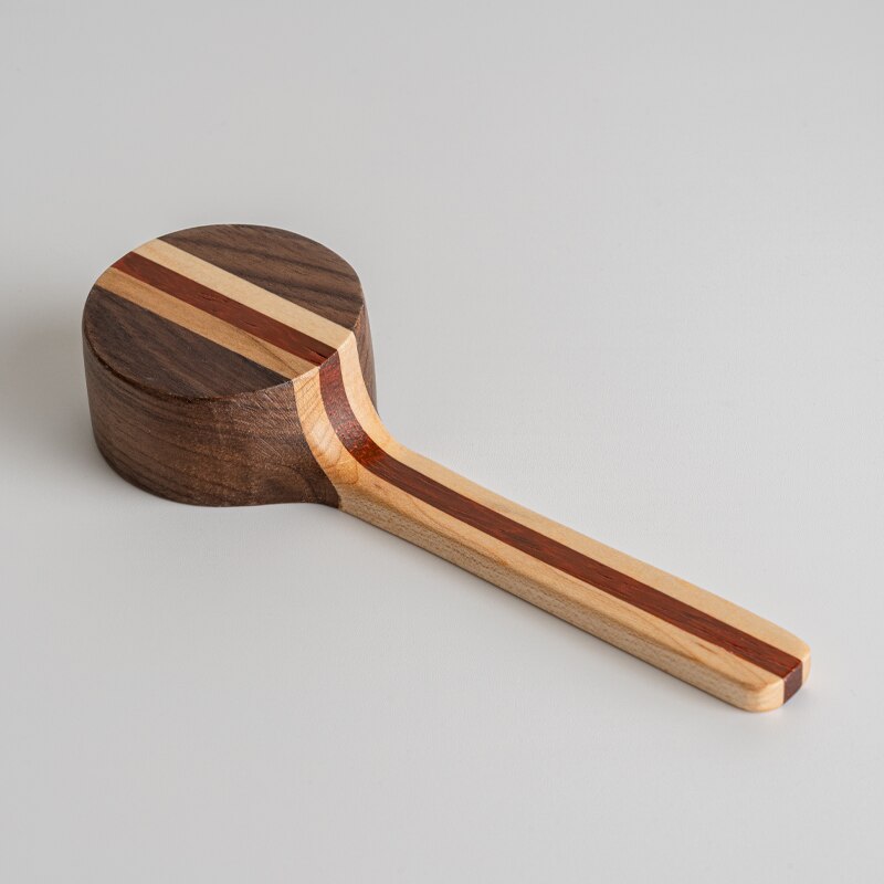 Cuchara medidora tipo pala de nogal, granos de café, herramienta de medición para cocina, cuchara de madera, serie A juego de colores