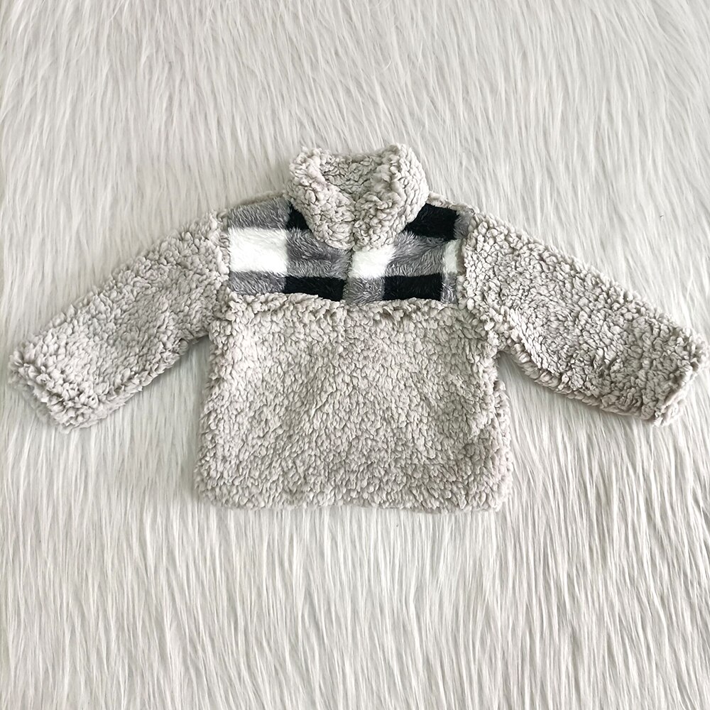 kids Lamb wool coat boy and girls warm jacket for winter babys long sleeve outwear with turn-down collar