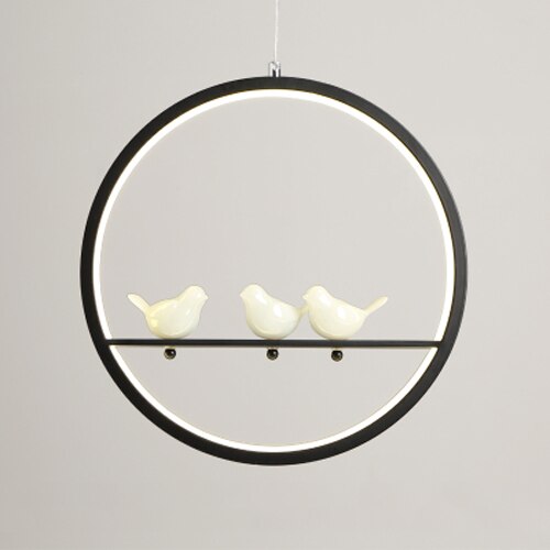 White/Black Pendant Lights Indoor Balcony Loft Home Hanging Lighting Modern Kitchen Parlor Art Birds LED Pendant Lamps: Dia 30cm    3 birds / Black body / Cold White