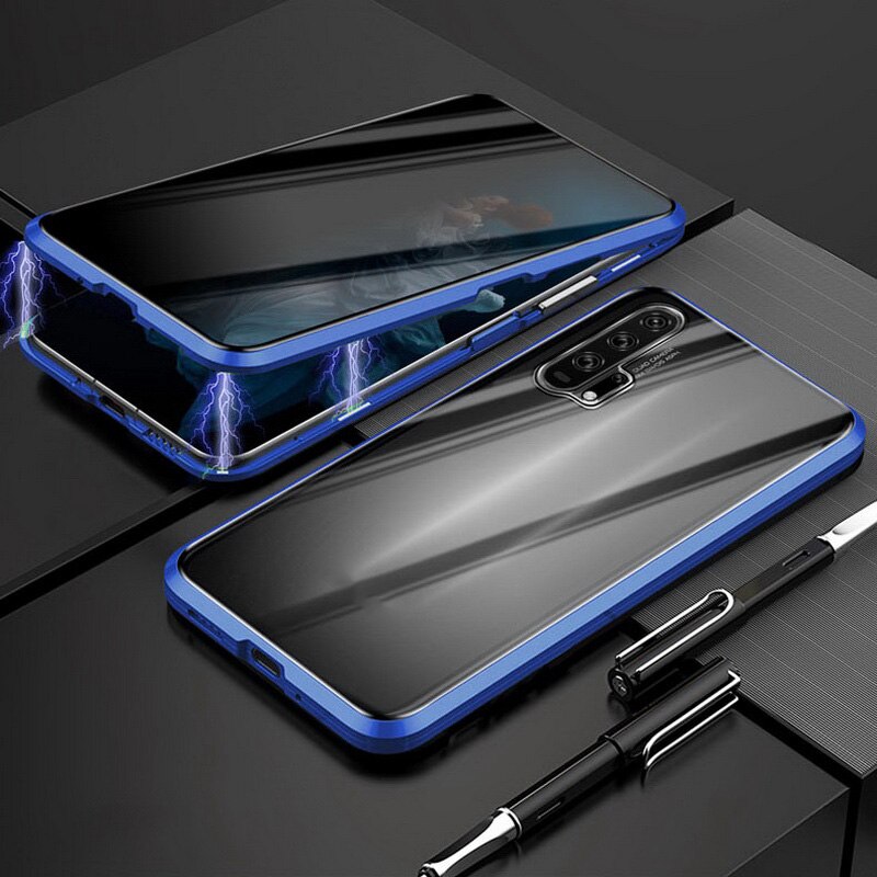 Upgraded Two Side Tempered Glass Magnetic Adsorption Privacy Case for Huawei P30 Pro P20 Pro Honor 20 Pro Nova 5 Magnetica Cover: For huawei p20 pro / Blue