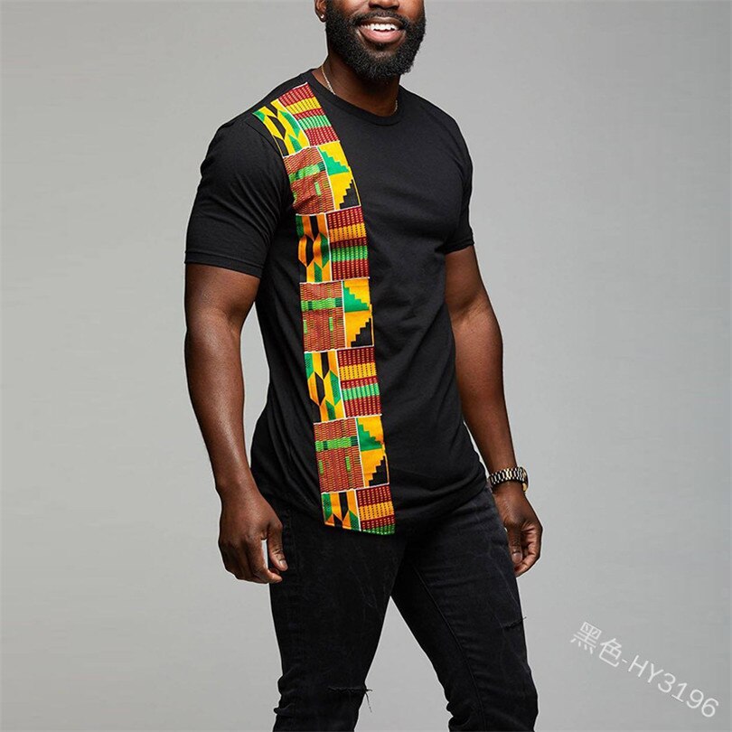 Camiseta Dashiki con estampado africano para hombre, camisa de manga corta de retazos blancos, ropa para Calle de hombre, ropa Africana informal,