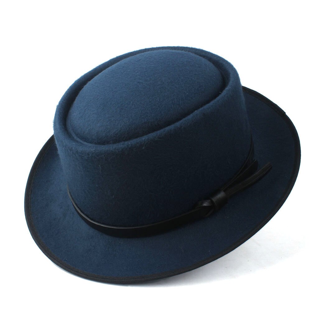 Mode vrouwen Fedora Hoed met Pork Pie Hoed voor Dame Kerk Wolvilt Hoed Kerk Trilby Tovenaar Platte Hoed maat 58cm: Army Green