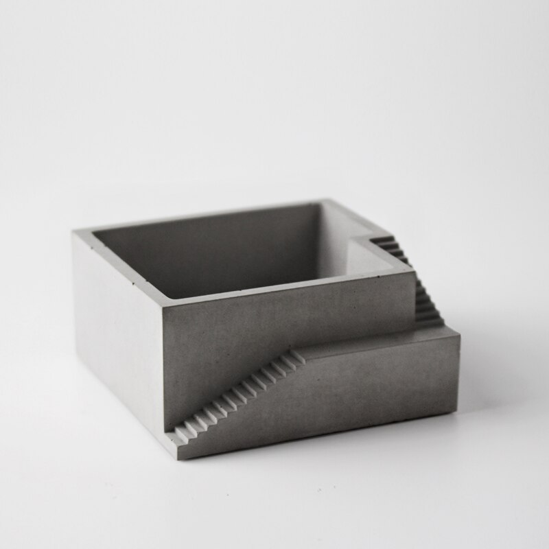 Vierkant Gebouw Met Trappen Vorm Beton Siliconen Mal Cement Klei Ambachten Succulenten Pot Gips Gips Siliconen Mallen