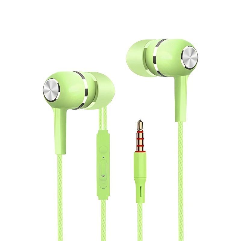 3.5mm fones de ouvido com fio no ouvido fone de ouvido com fio com microfone baixo alta fidelidade estéreo esportes controle em linha para telefones: green