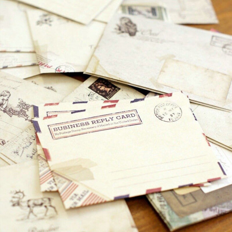 12 Stks/partij Vintage Kleine Mini Kraftpapier Venster Enveloppen Leuke Enveloppen Vintage Europese Stijl Voor Card Scrapbooking Gift95x75