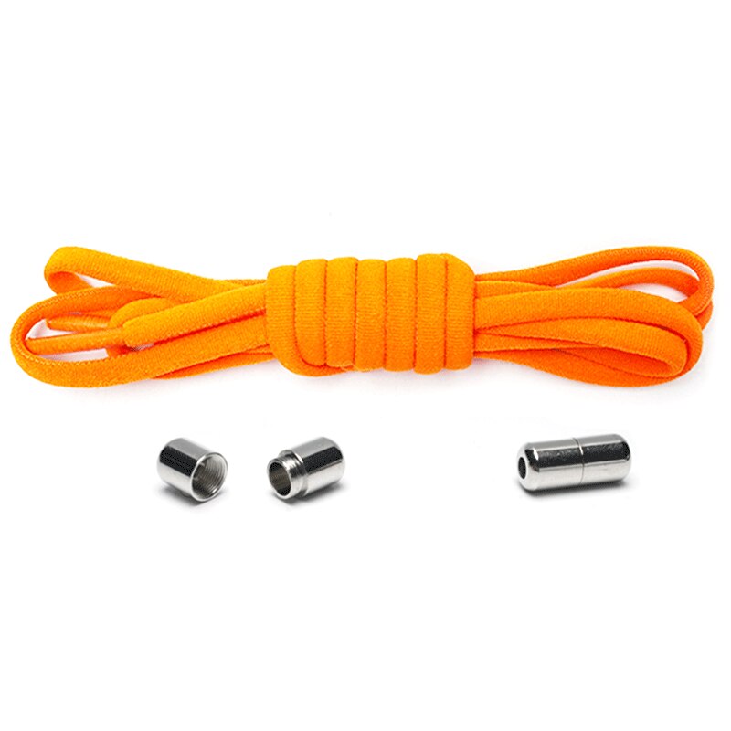Cordones elásticos redondos sin lazos para niños y adultos, zapato Unisex, cordones para zapatillas, Color sólido, cierre rápido, 1 par: 04 Orange