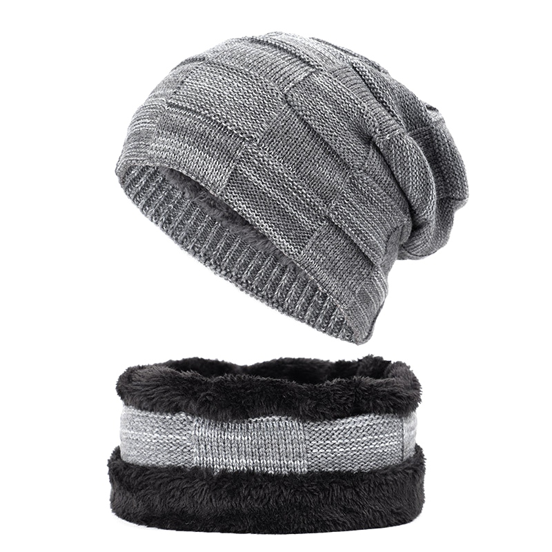 2-stuks Winter Beanie Muts Sjaal Set Warm Muts Dikke Fleece Gevoerde Winter Schedel Cap En Sjaal Voor mannen Vrouwen