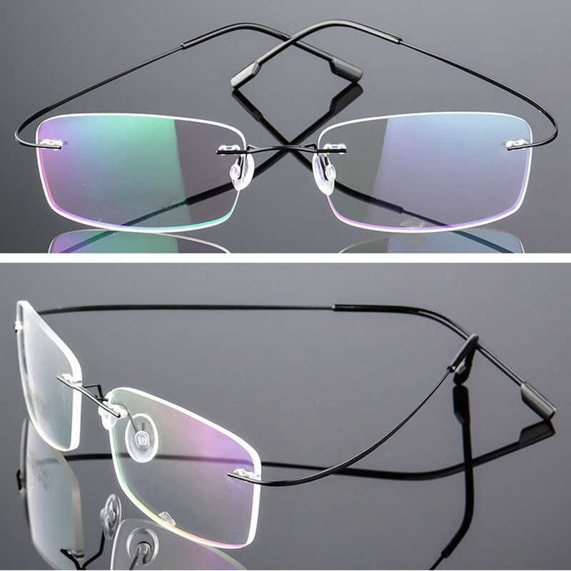 Zilead Ultralight Titanium Rimless Glasses Men Optical Sepectacles Rectangle Plain Frameless Eyeglasses Eyewear For Male: black
