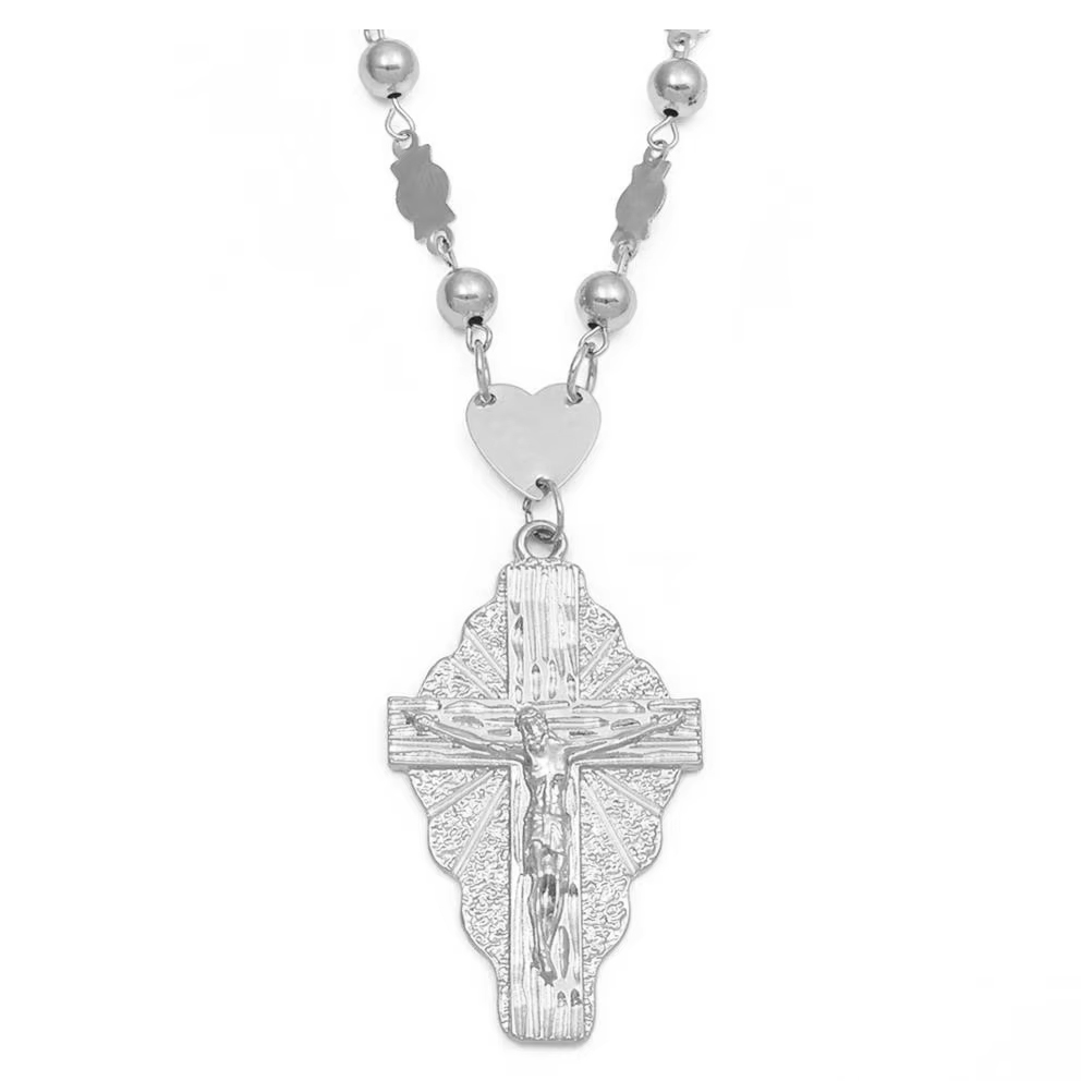Anniyo Goud Kleur Kruis Hanger Ball Kralen Ketting Kettingen Mannen Vrouwen Hawaii Micronesië Chuuk Marshall Sieraden Kruisen #192306: Rood-Bruin