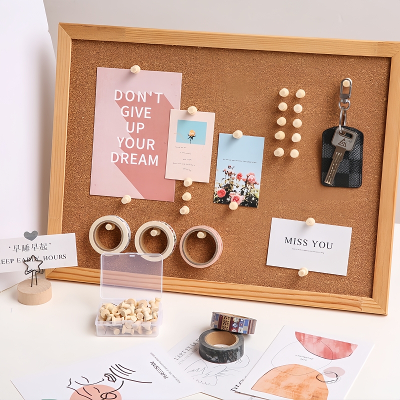 1Box Wood Push Pin Decoration Thumb Tacks Wooden Head Pin Wood Map Tacks Marking Pin For Cork Boards Bulletin DIY Craft Projects