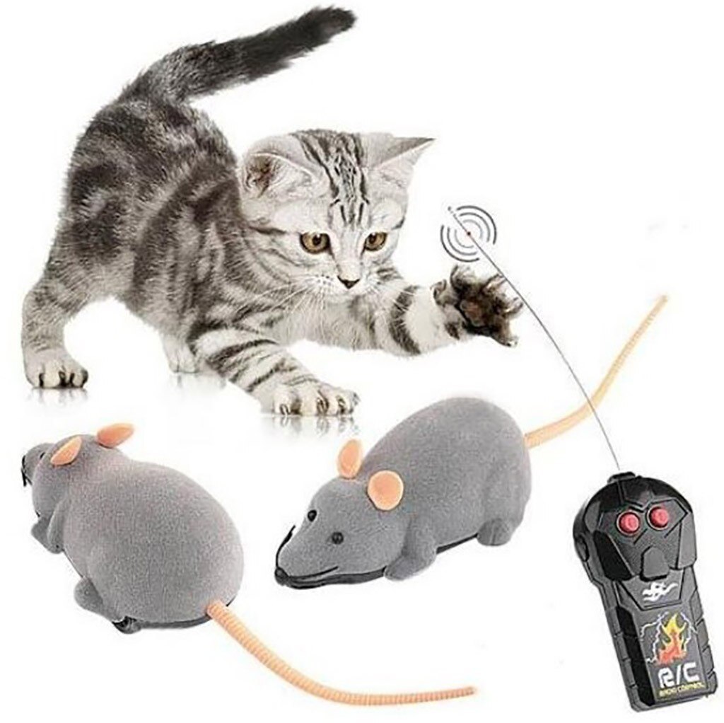 Jouet de Rat de souris en peluche télécommandé pour les chats de jour de fou amusant électrique poupées de Rat sans fil chat jouets interactifs FH5