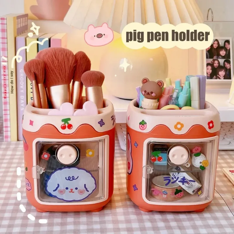 Multi-grid Pig Pen Holder Desk Organizer Cute Multi-functional Office Desk Stationery Pen Holder Pencil Stand Organiser