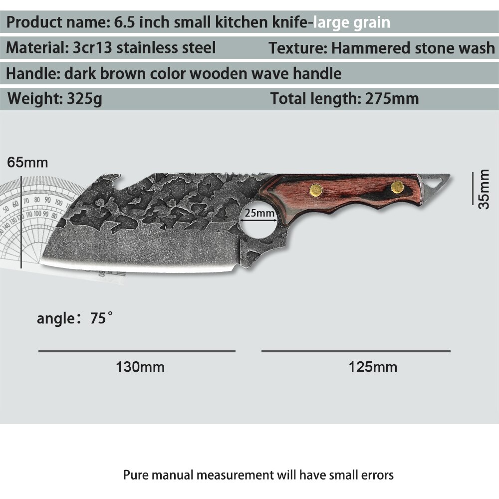 Kitchen Knives Stainless Steel Single Forged Chef Knife Slicing Cleaver Boning Cooking Knife Tool With Full Tang Wooden Handle: A