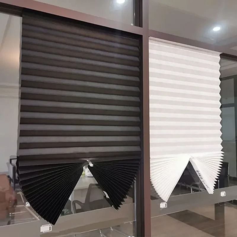 1 unidad de cortinas autoadhesivas de media ventana, cortina plegable no tejida para baño, balcón, sala de estar, cortinas plisadas