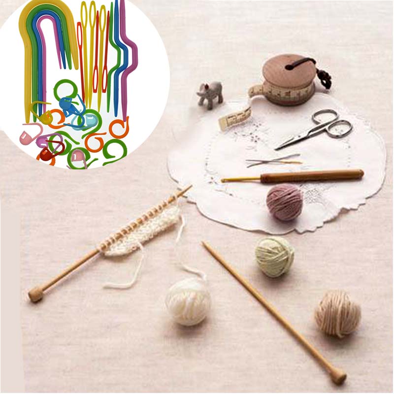 Crochet Hook Plastic Knit Stitch Crochet ABS 1Set Locking Stitch Clip Craft Knitting Needles Markers Needle