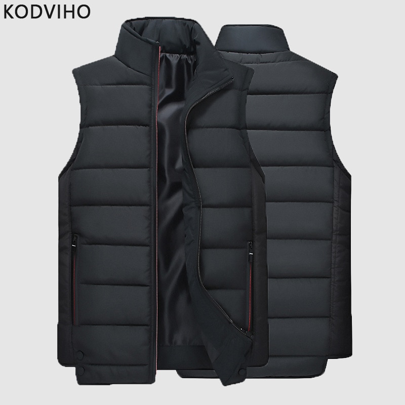 Hiver hommes solide gilet Style coréen mince parc veste hommes automne col montant taille manteau décontracté sans manches corps plus épais manteau