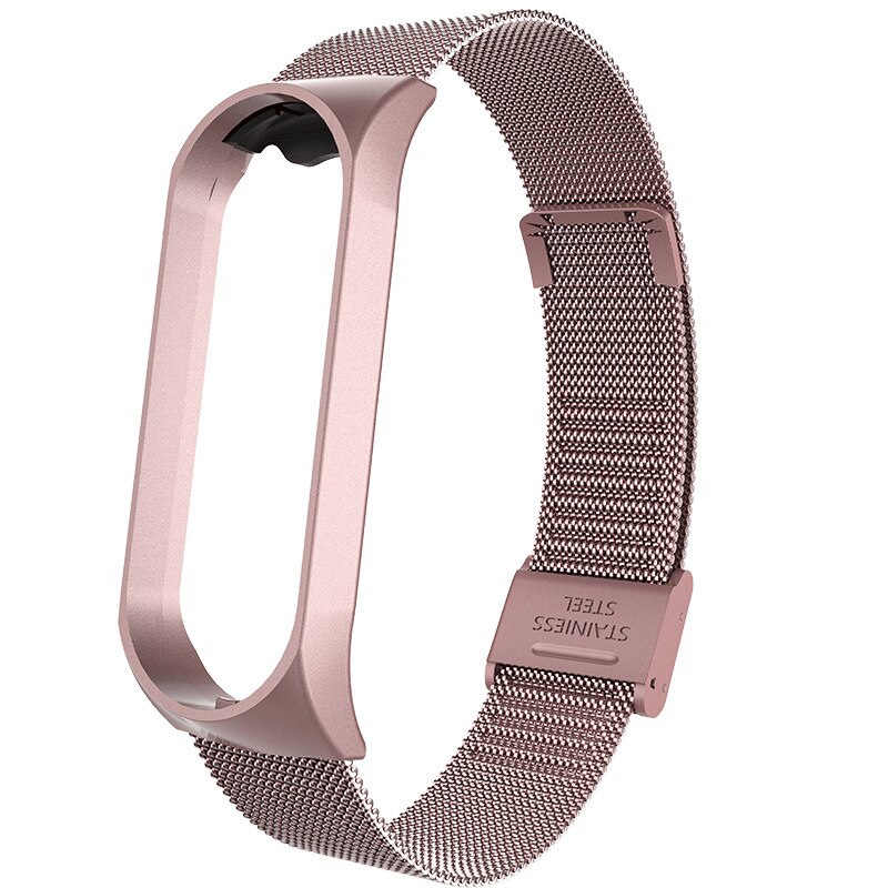 Strap für Mi Band 4 3 Strap Metall Edelstahl Für Mi Band 4 3 Strap Kompatibel Armband für Miband 4 3 armbänder: Rose Gold