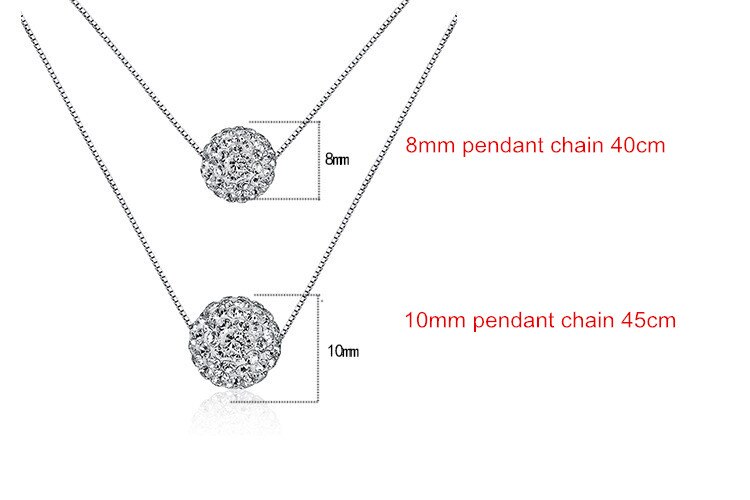 Nuovo arrivo caldo di vendita di modo lucido di cristallo Shambhala della sfera dell'argento sterlina 925 'collane del pendente delle donne a catena corta