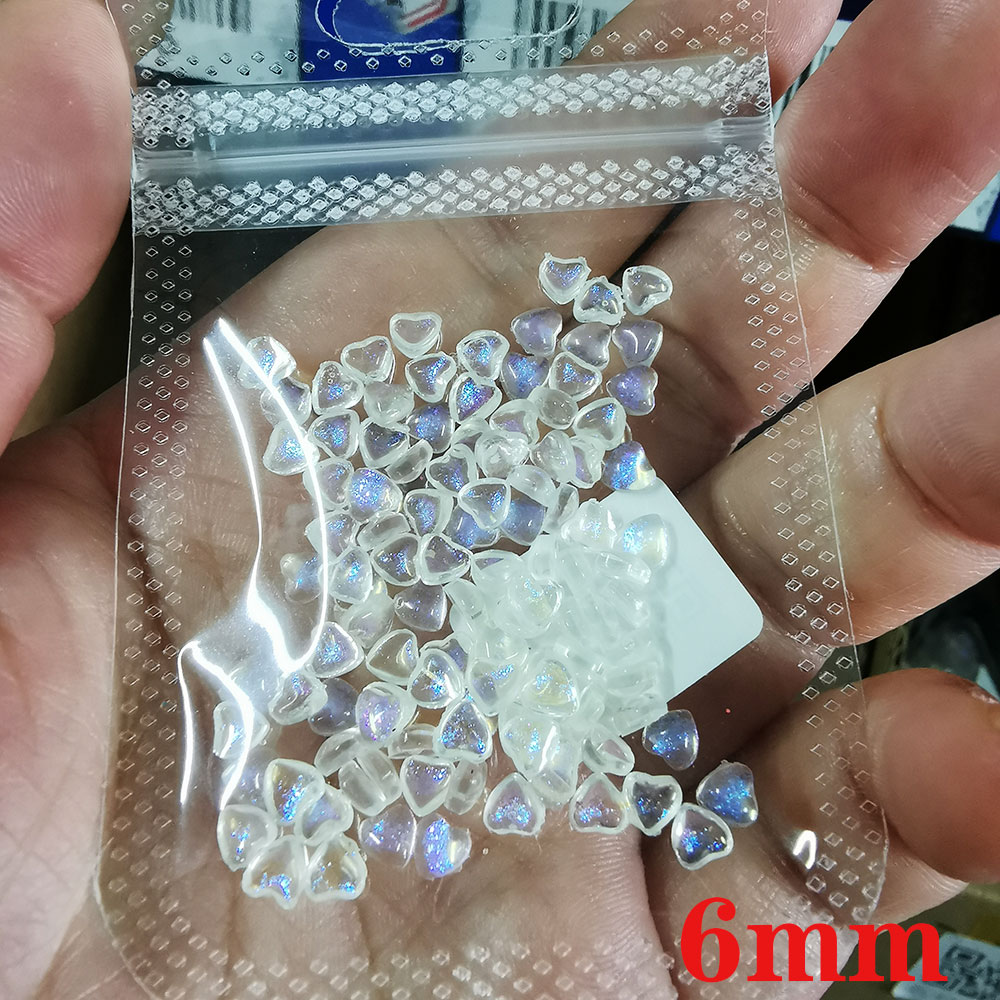 Abalorios transparentes de resina 3D para decoración de uñas, abalorios de corazón de amor, 4mm/6mm/8mm, 100 piezas