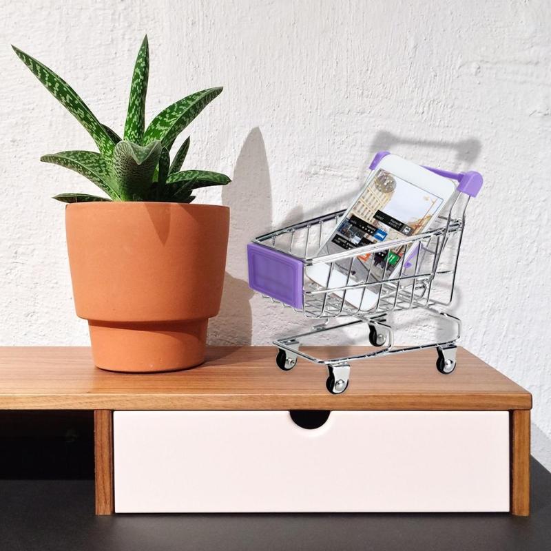 Kreative Metall Mini Warenkorb Ornamente Baby Supermarkt Hand Wagen Hause Lagerung Handwagen Spielzeug Zimmer Dekoration