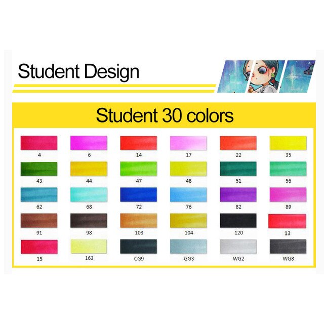 Conjunto de marcadores TouchFive de 30/40/60/80 colores, marcadores de dibujo de doble cabeza, tinta a base de Alcohol aceitoso, materiales de arte para dibujar: 30 student design