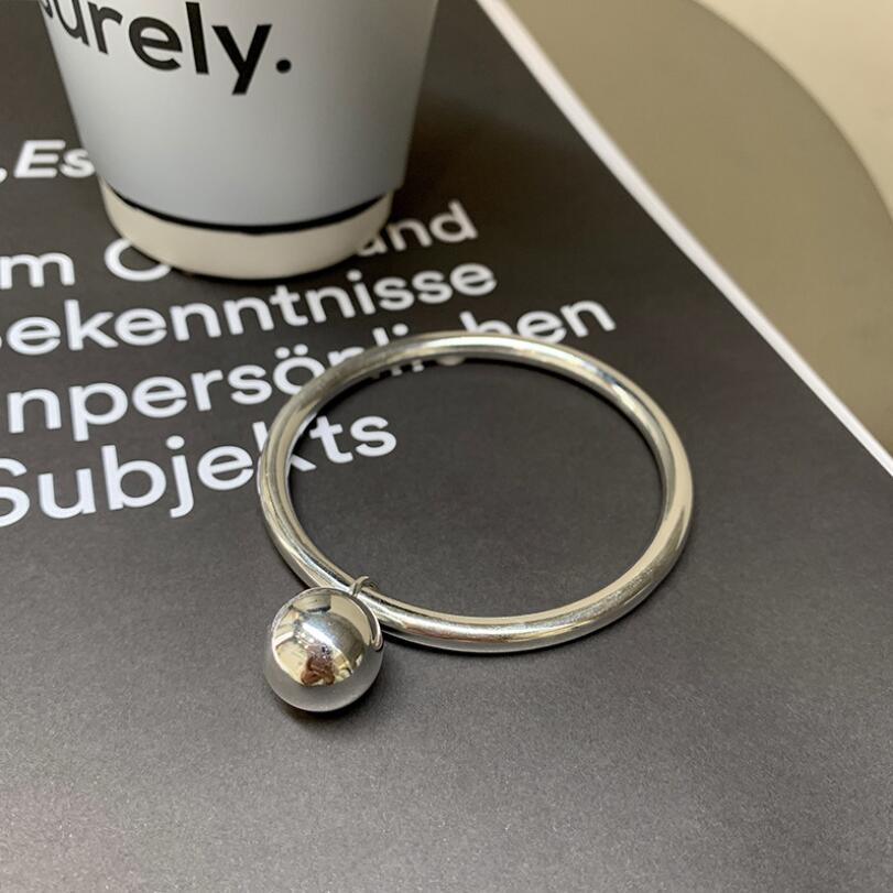 Pulsera de plata de ley 925 para mujer, brazalete con cierre de bola redonda y pequeña Simple para mujer, Red, Pal, joyería fina creativa B189