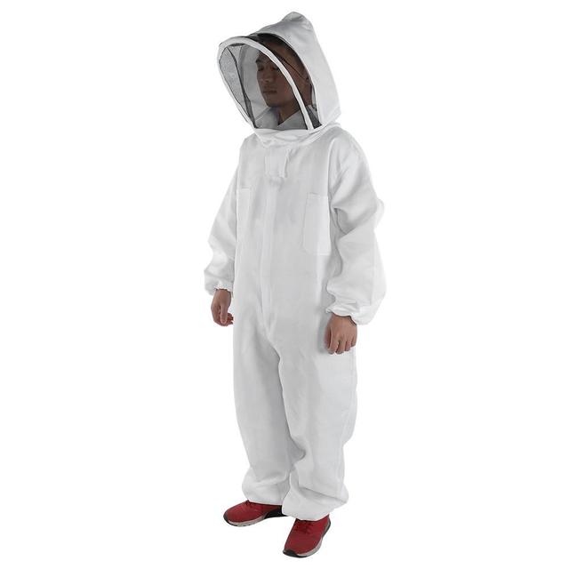 Full Body Anti-Bee Imker Pak Katoen Bijenteelt Kleding Sluier Kap Hoed Kleding Jas Unisex Beekeep Beschermingsmiddelen: Thin Type / Xxl