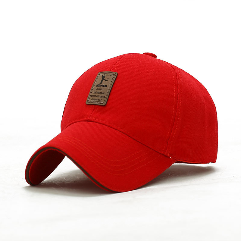 Baseball Cap Männer Frauen 100% Baumwolle Dicker Material Krempe Länger Keine reizung der Haut Plain Schwarz Sport Cool Einstellbar: Red