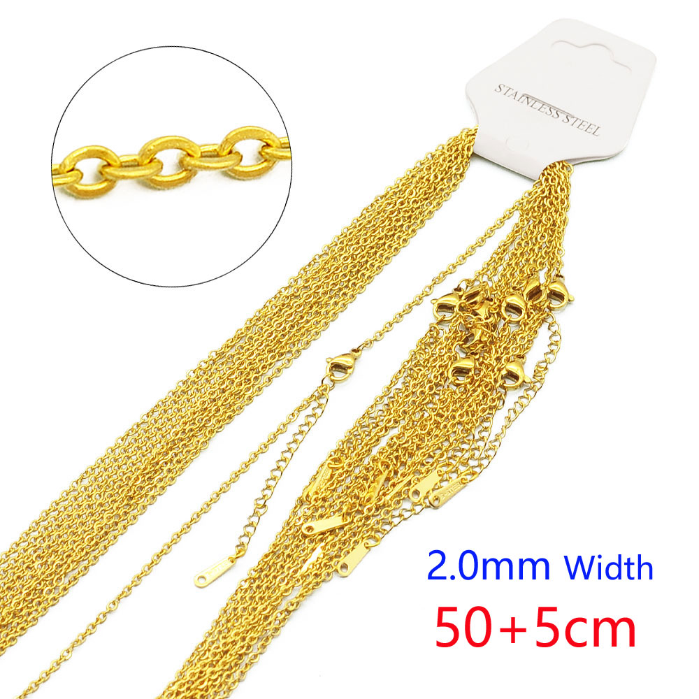 10pcs/Lot 304 Stainless Steel Cable Link Rope Chain Necklace for DIY Jewelry Making Silver Gold Color O Chains Choker Necklaces: Black Gun Plated