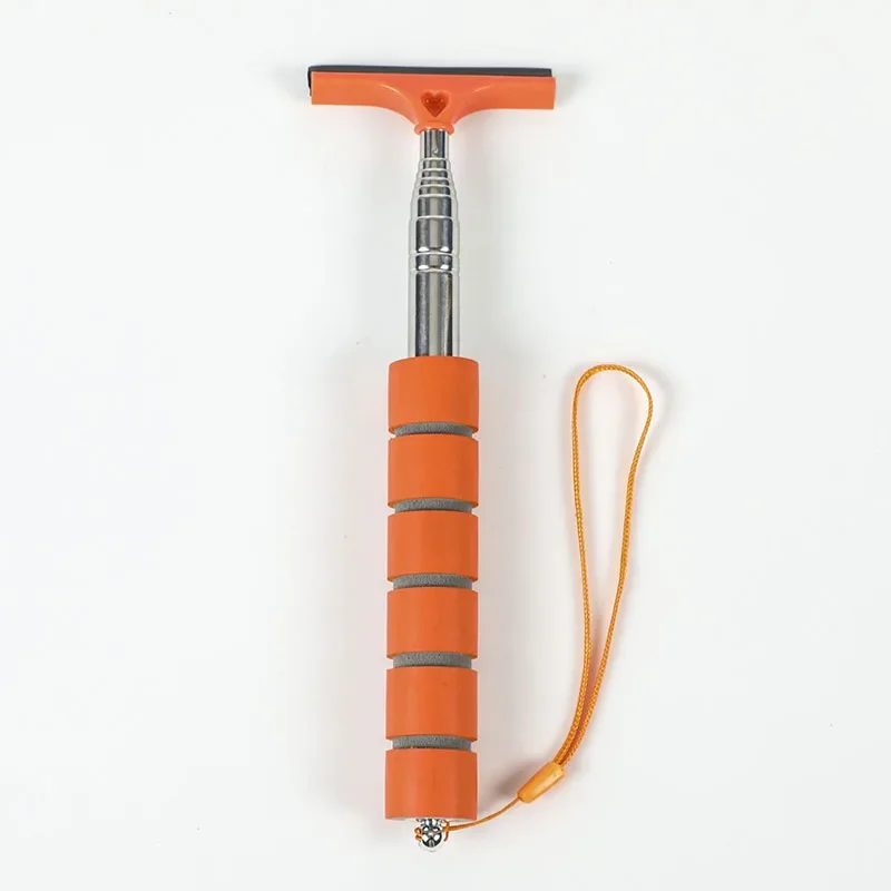 Herramienta de limpieza de limpiaparabrisas de espejo retrovisor de coche, limpiador de niebla de vidrio, raspador, accesorios de coche, mango, cepillo de limpieza de ventanas telescópico: Naranja