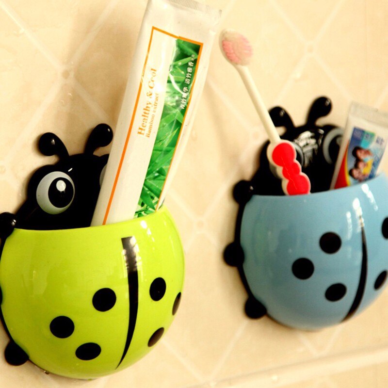 Animal mignon dessin animé coccinelle rouge vert jaune bleu couleur belle enfant salle de bain accessoires ventouse articles de toilette porte-brosse à dents