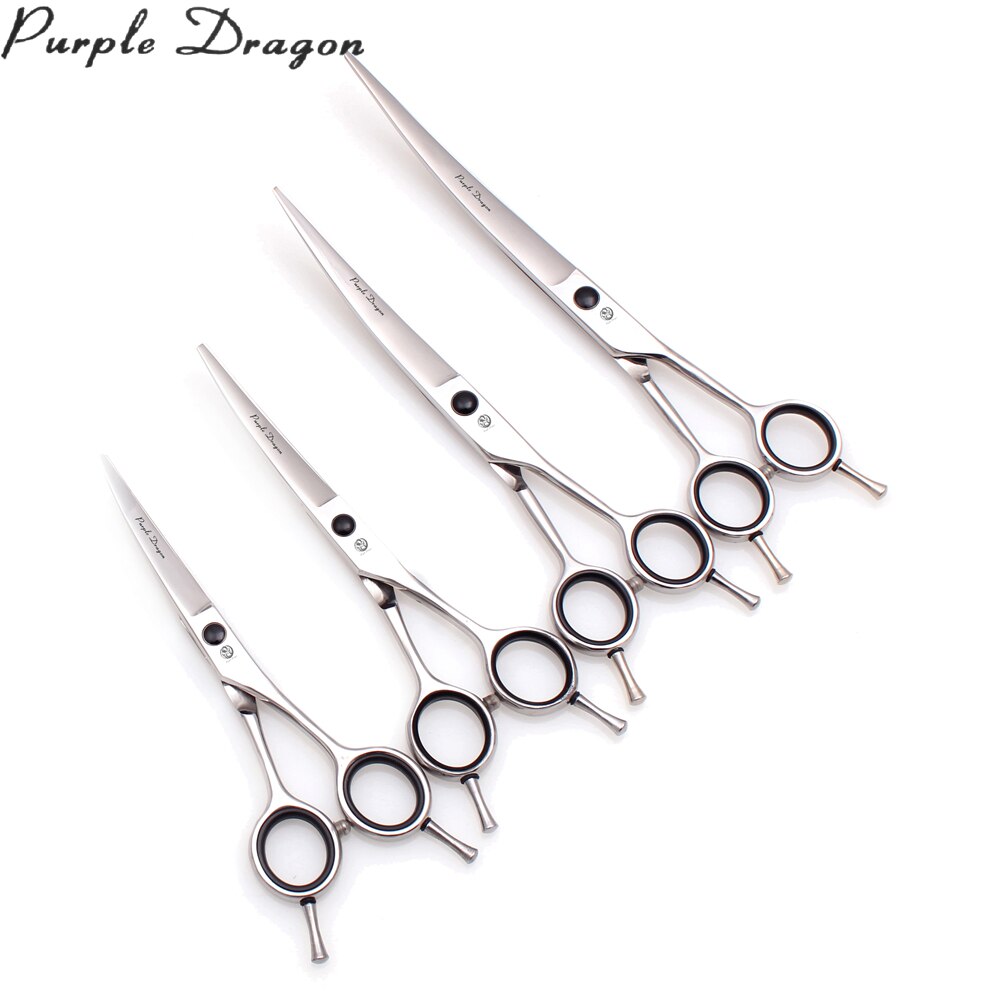 Ebene Pflege Schere 5,5 "6" 7 "8" Lila Drachen Edelstahl Hund Schere Gebogene Schere Haustier Schere Finger Rest Z1028