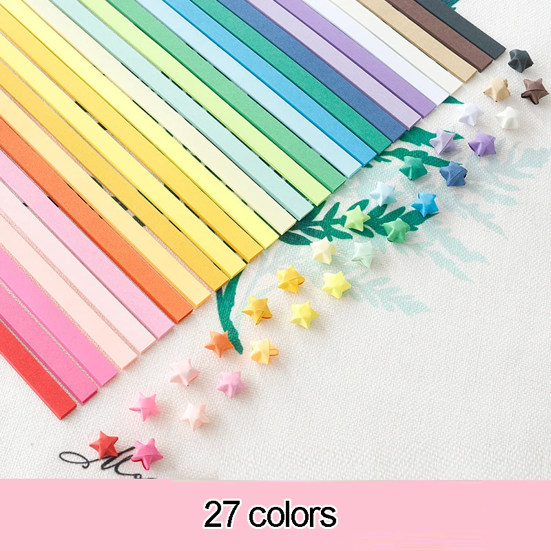 Tiras de papel de estrellas de Origami, papel plegable de doble cara, Estrella colorida de la suerte, 27 colores, manualidades artísticas, decoración del hogar, 540 hojas: 27 colors  540 sheet