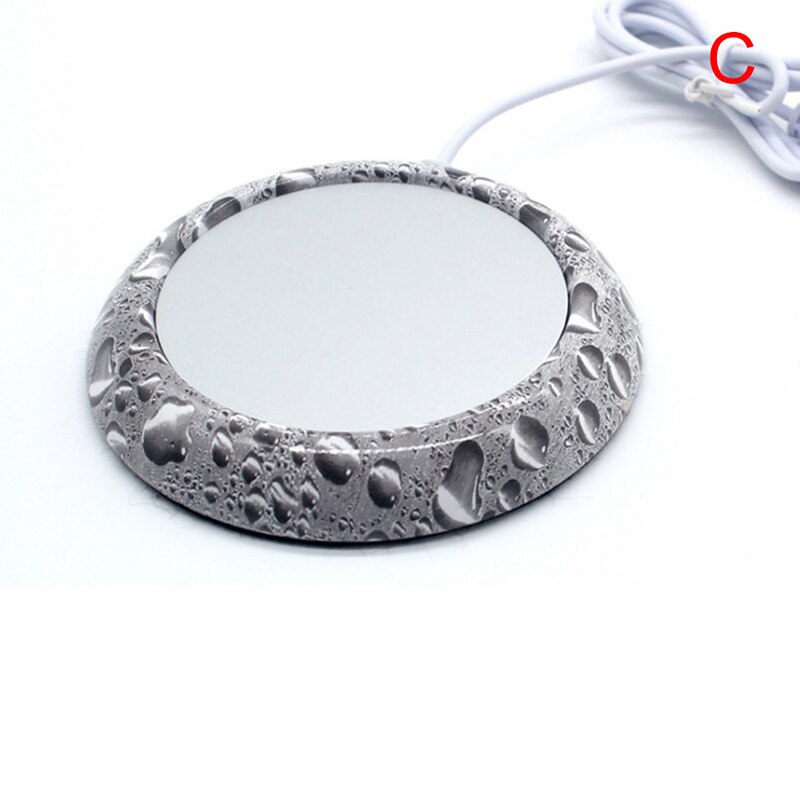 1pc USB Wood Grain Cup Warmer Heat Beverage Mug Mat Keep Drink Warm Heater Mugs Coaster: C