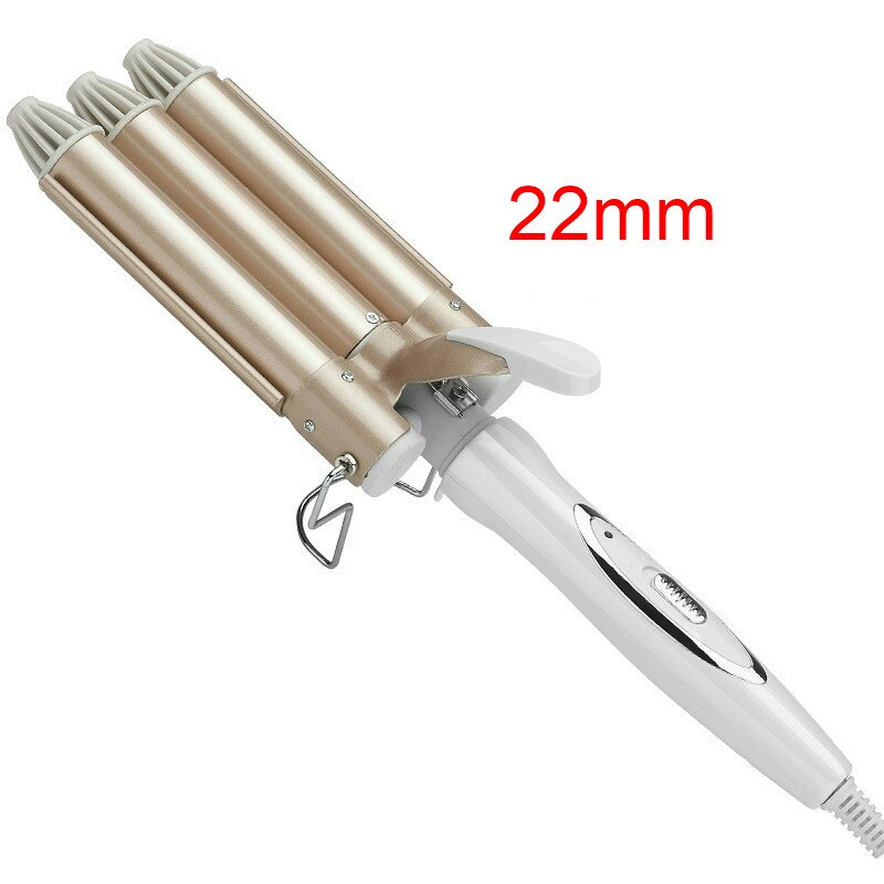 Krøllejern keramisk trippeltønde hårstyler hair waver stylingværktøjer 110-220v hårkrøller elektrisk curling: 22mm / Eu